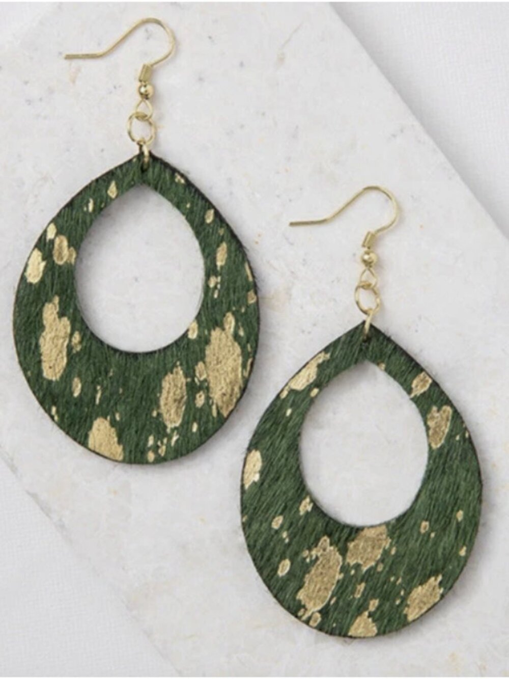 Plunder Teagan Earrings Faux Fur Leather Teardrops NWT